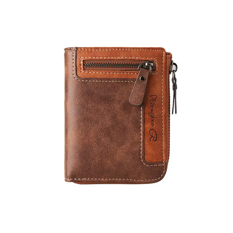 Cross-Border Best-Selling Men's Wallet Vertical Style Business Multi-Functional Large Capacity Casual Retro Zipper Coin Purse Wallet