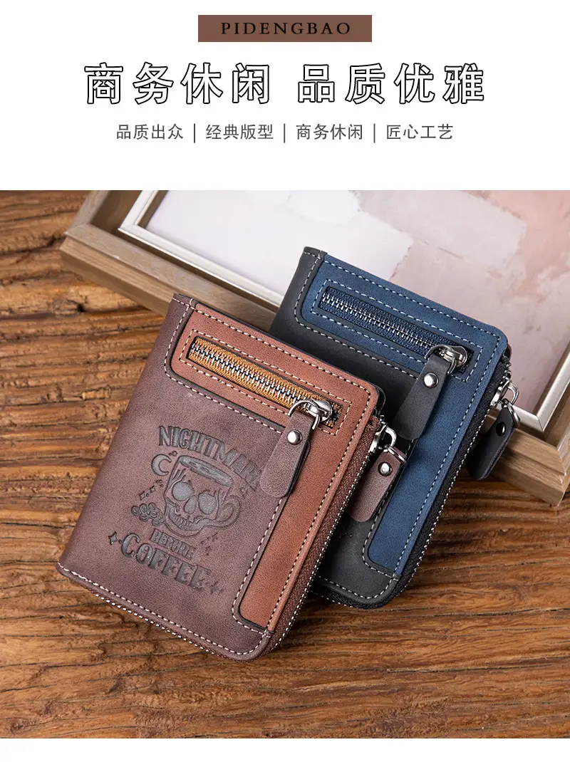 Cross-Border Best-Selling Men's Wallet Vertical Style Business Multi-Functional Large Capacity Casual Retro Zipper Coin Purse Wallet — feature 10