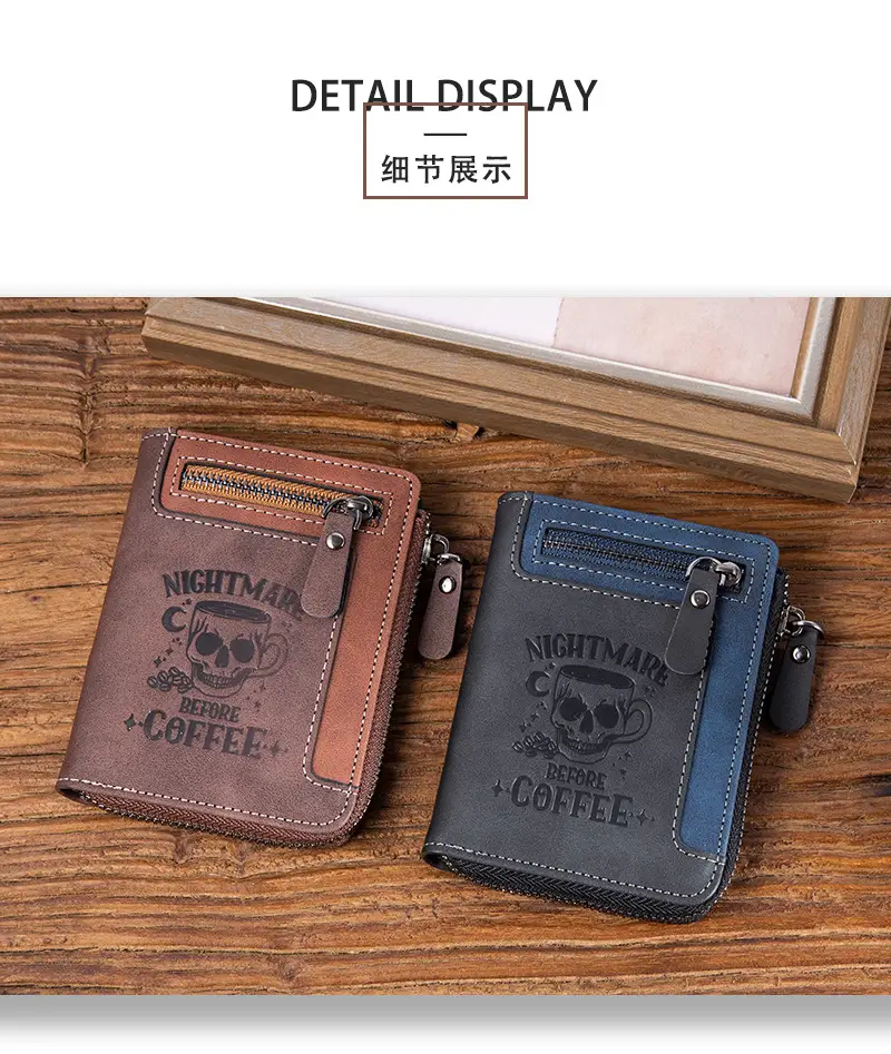 Cross-Border Best-Selling Men's Wallet Vertical Style Business Multi-Functional Large Capacity Casual Retro Zipper Coin Purse Wallet — feature 13