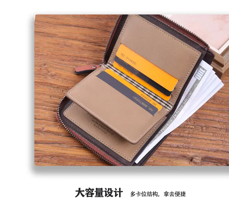 Cross-Border Best-Selling Men's Wallet Vertical Style Business Multi-Functional Large Capacity Casual Retro Zipper Coin Purse Wallet — feature 16