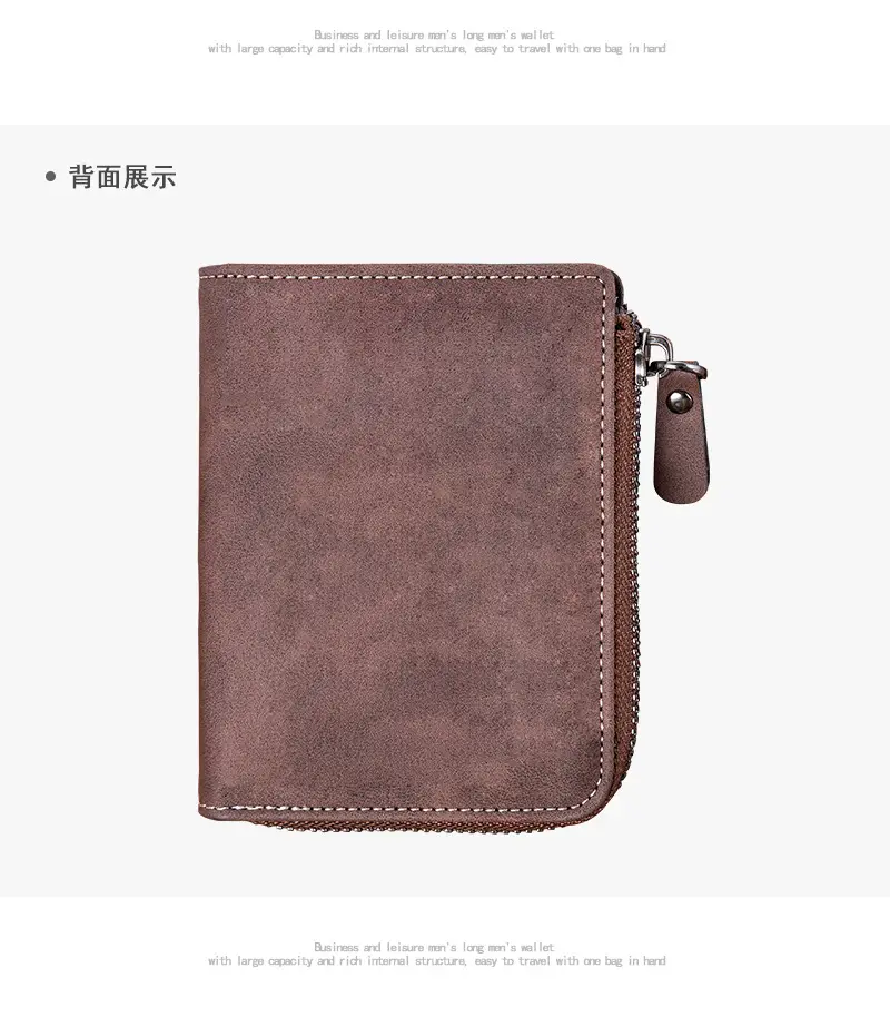 Cross-Border Best-Selling Men's Wallet Vertical Style Business Multi-Functional Large Capacity Casual Retro Zipper Coin Purse Wallet — feature 22