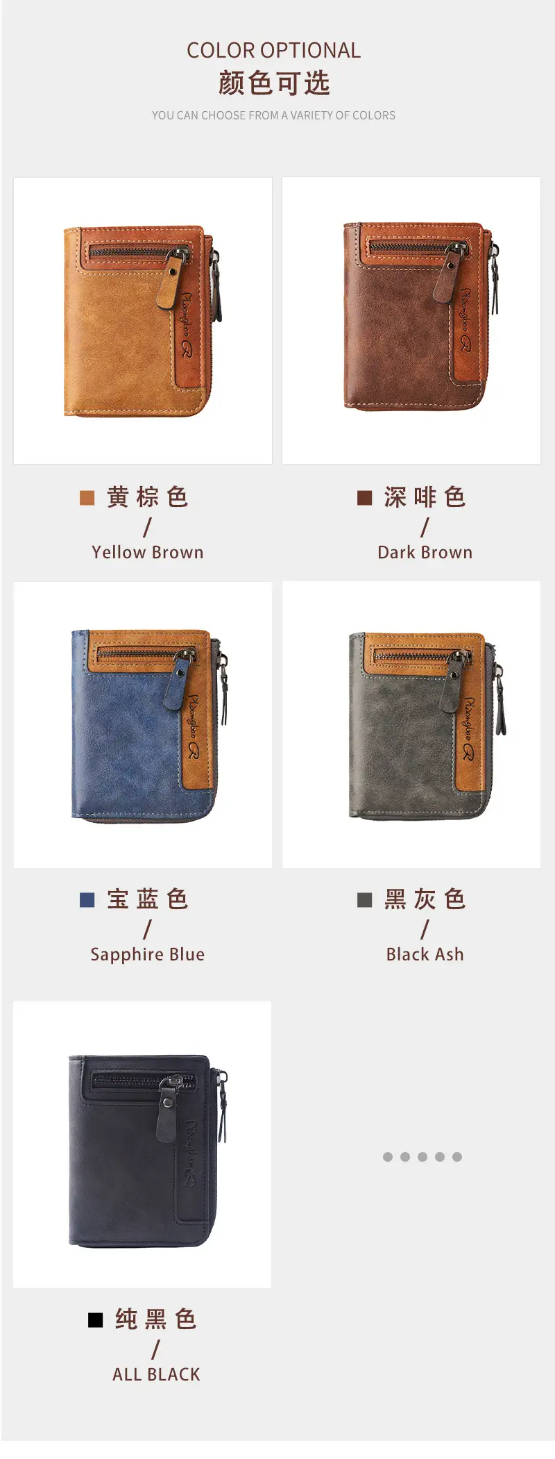 Cross-Border Best-Selling Men's Wallet Vertical Style Business Multi-Functional Large Capacity Casual Retro Zipper Coin Purse Wallet — feature 8
