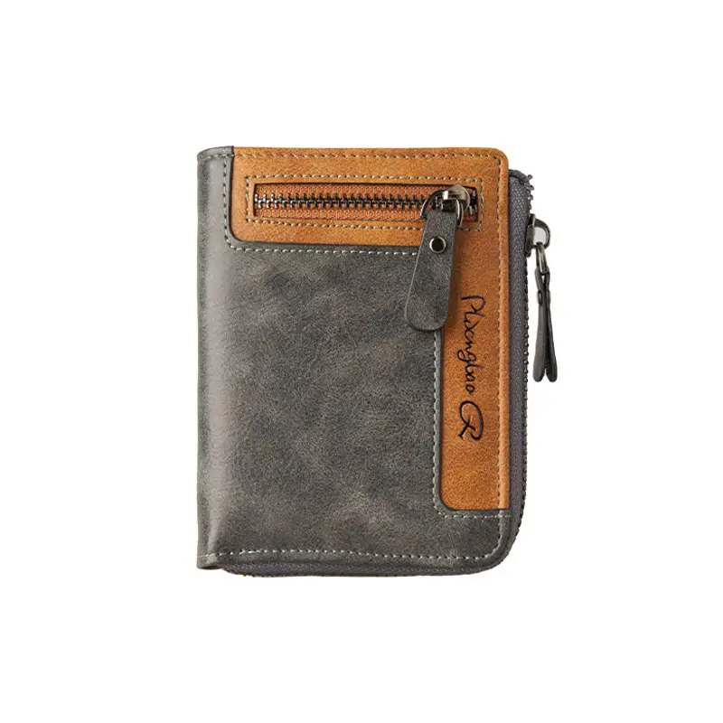 Cross-Border Best-Selling Men's Wallet Vertical Style Business Multi-Functional Large Capacity Casual Retro Zipper Coin Purse Wallet