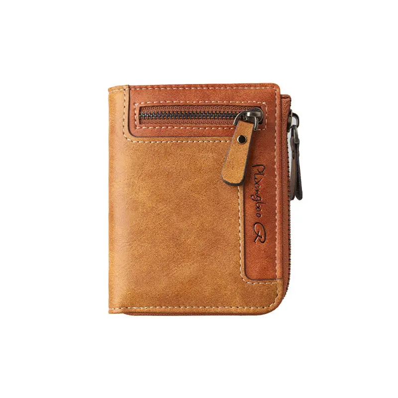 Cross-Border Best-Selling Men's Wallet Vertical Style Business Multi-Functional Large Capacity Casual Retro Zipper Coin Purse Wallet