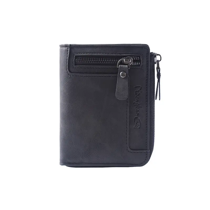 Cross-Border Best-Selling Men's Wallet Vertical Style Business Multi-Functional Large Capacity Casual Retro Zipper Coin Purse Wallet