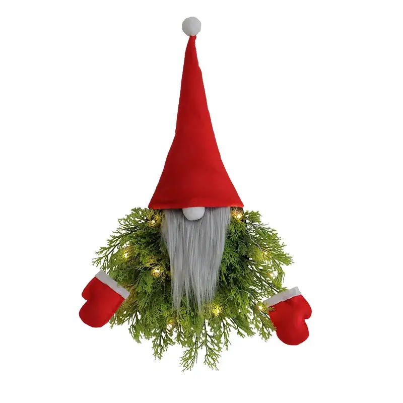 Glowing Faceless Santa Claus Christmas Wreath Wholesale Cross-Border Creative Wreath Door Hanging Restaurant Bar Christmas Decoration Props - Image 6