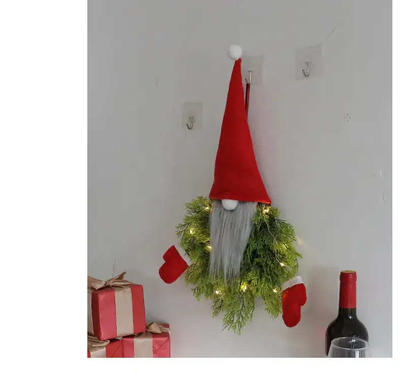 Glowing Faceless Santa Claus Christmas Wreath Wholesale Cross-Border Creative Wreath Door Hanging Restaurant Bar Christmas Decoration Props — feature 13