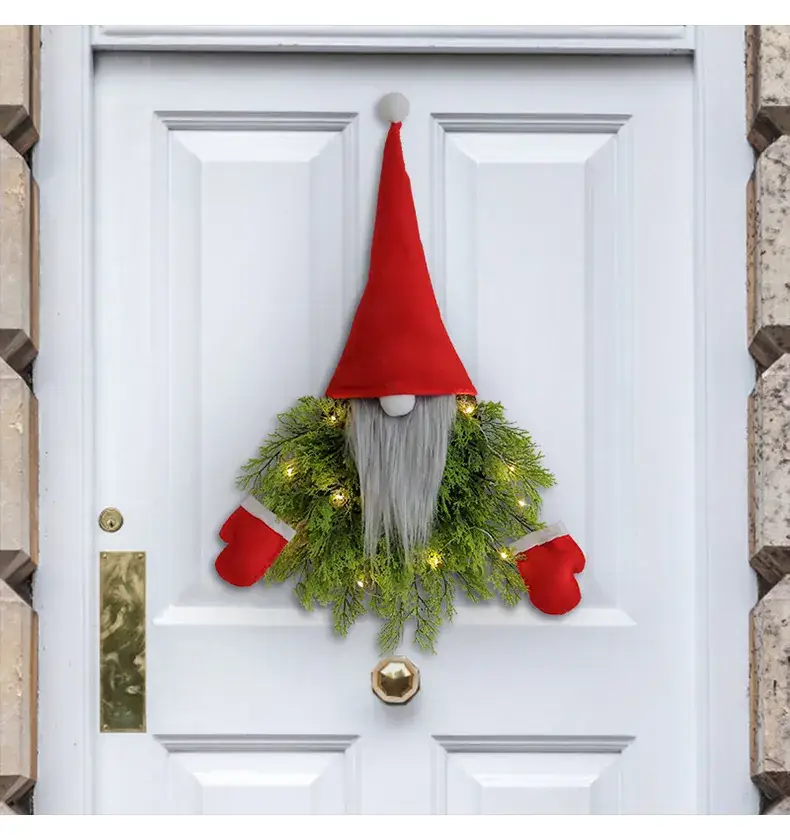 Glowing Faceless Santa Claus Christmas Wreath Wholesale Cross-Border Creative Wreath Door Hanging Restaurant Bar Christmas Decoration Props — feature 8