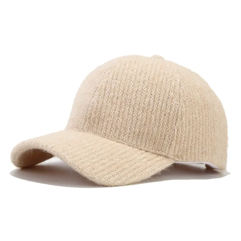 Grey Knitted Baseball Cap for Men Women Winter Warm - Image 5