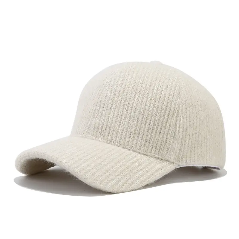 Grey Knitted Baseball Cap for Men Women Winter Warm - Image 3