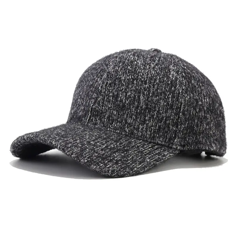 Grey Knitted Baseball Cap for Men Women Winter Warm - Image 4