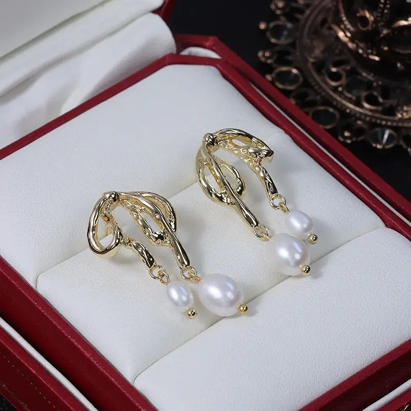 Irregular Bow Baroque Pearl Earrings Wholesale - Image 6
