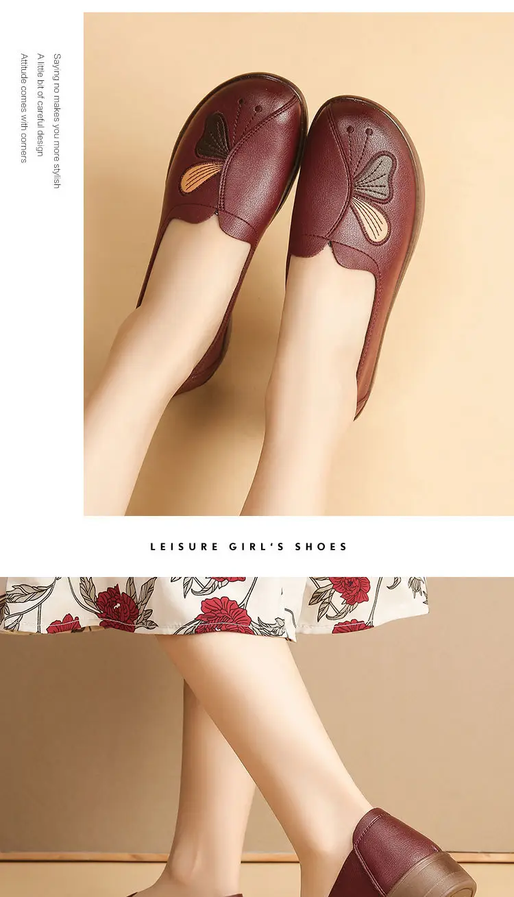 Spring and Autumn Style Soft Leather Shoes for Middle-Aged and Elderly Women, Flat-Soled Mom Shoes, Non-Slip Soft-Soled Leather Shoes for the Elderly, Comfortable and Versatile — feature 17
