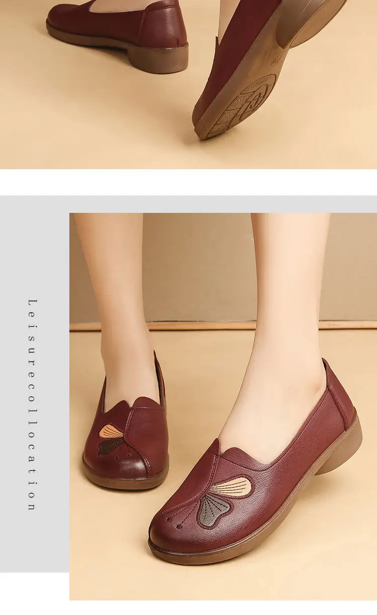 Spring and Autumn Style Soft Leather Shoes for Middle-Aged and Elderly Women, Flat-Soled Mom Shoes, Non-Slip Soft-Soled Leather Shoes for the Elderly, Comfortable and Versatile — feature 18