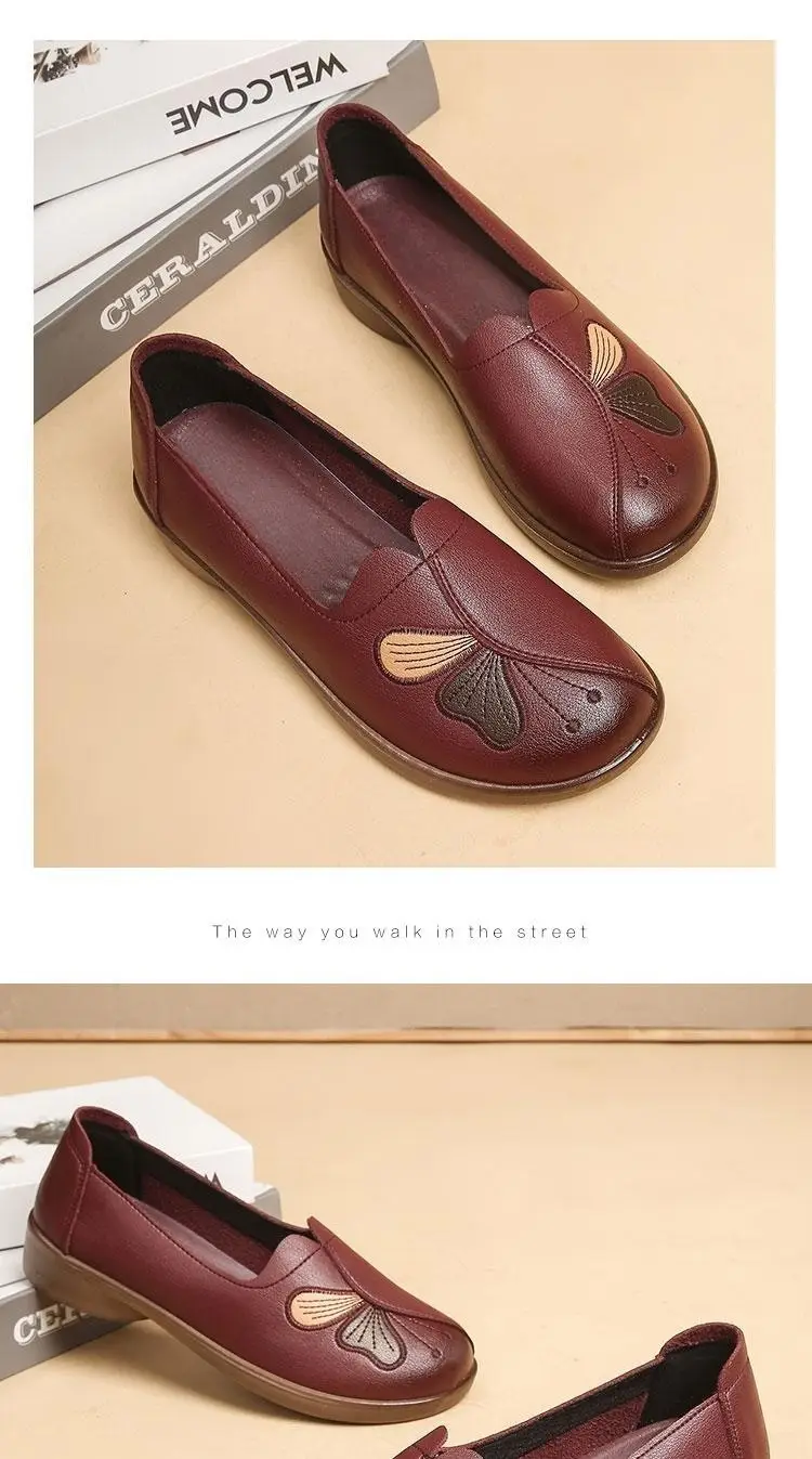 Spring and Autumn Style Soft Leather Shoes for Middle-Aged and Elderly Women, Flat-Soled Mom Shoes, Non-Slip Soft-Soled Leather Shoes for the Elderly, Comfortable and Versatile — feature 19