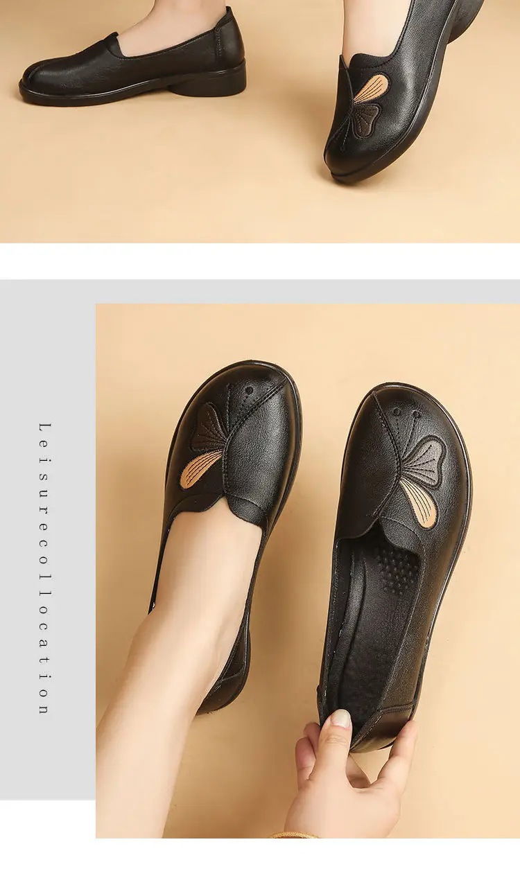 Spring and Autumn Style Soft Leather Shoes for Middle-Aged and Elderly Women, Flat-Soled Mom Shoes, Non-Slip Soft-Soled Leather Shoes for the Elderly, Comfortable and Versatile — feature 22