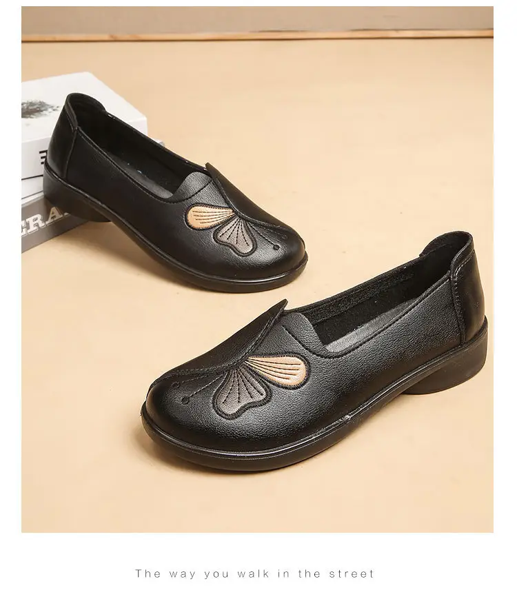 Spring and Autumn Style Soft Leather Shoes for Middle-Aged and Elderly Women, Flat-Soled Mom Shoes, Non-Slip Soft-Soled Leather Shoes for the Elderly, Comfortable and Versatile — feature 23
