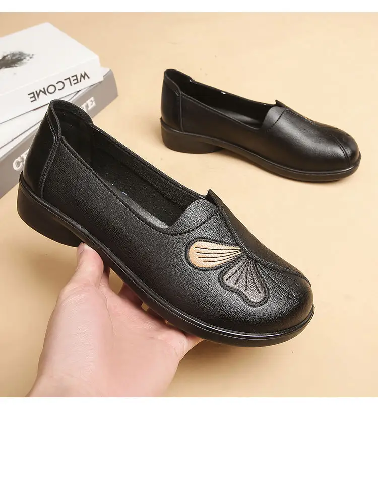 Spring and Autumn Style Soft Leather Shoes for Middle-Aged and Elderly Women, Flat-Soled Mom Shoes, Non-Slip Soft-Soled Leather Shoes for the Elderly, Comfortable and Versatile — feature 24