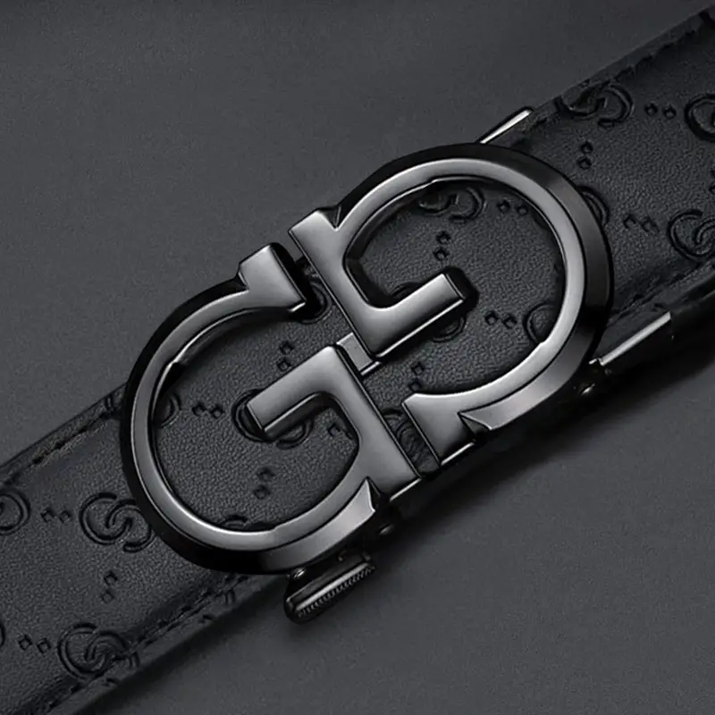 Gold Logo Leather Belt for Men Business Casual - Image 6