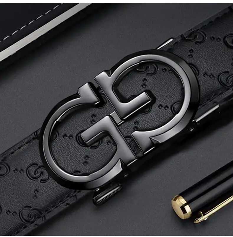 Gold Logo Leather Belt for Men Business Casual — feature 14