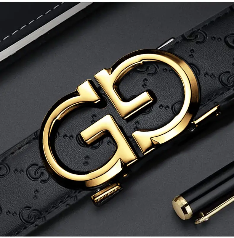 Gold Logo Leather Belt for Men Business Casual — feature 16