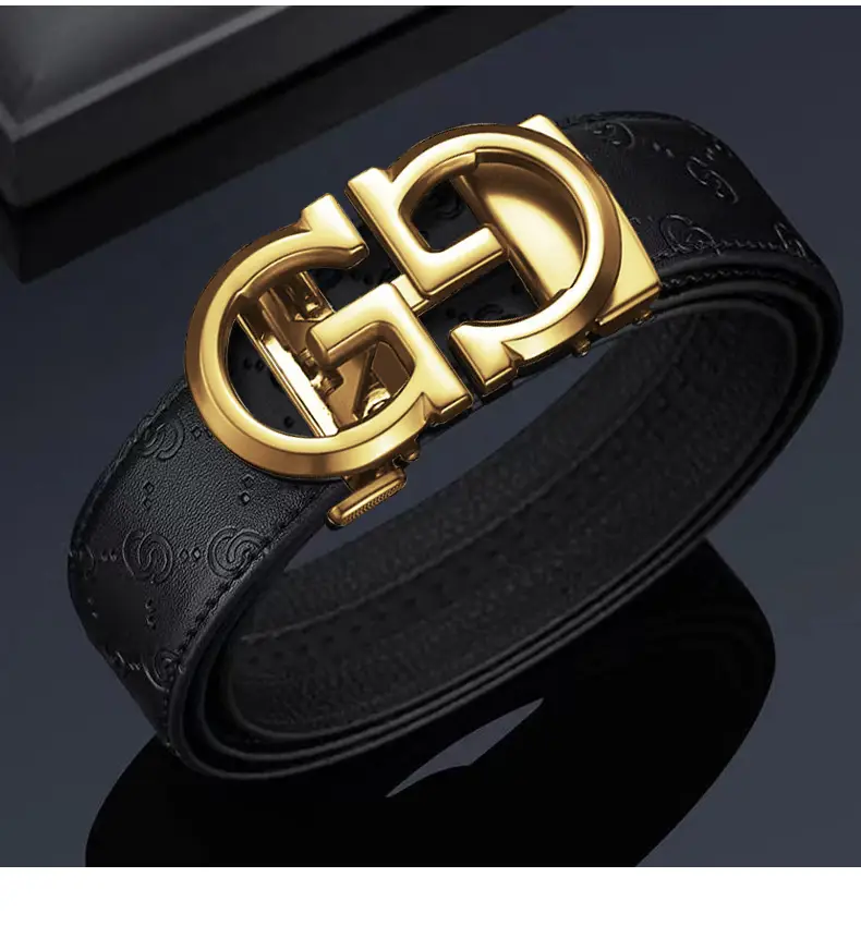 Gold Logo Leather Belt for Men Business Casual — feature 17