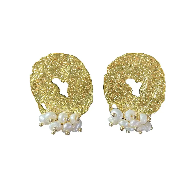 Gold Plated Pearl Moon Earrings for Women - Image 6