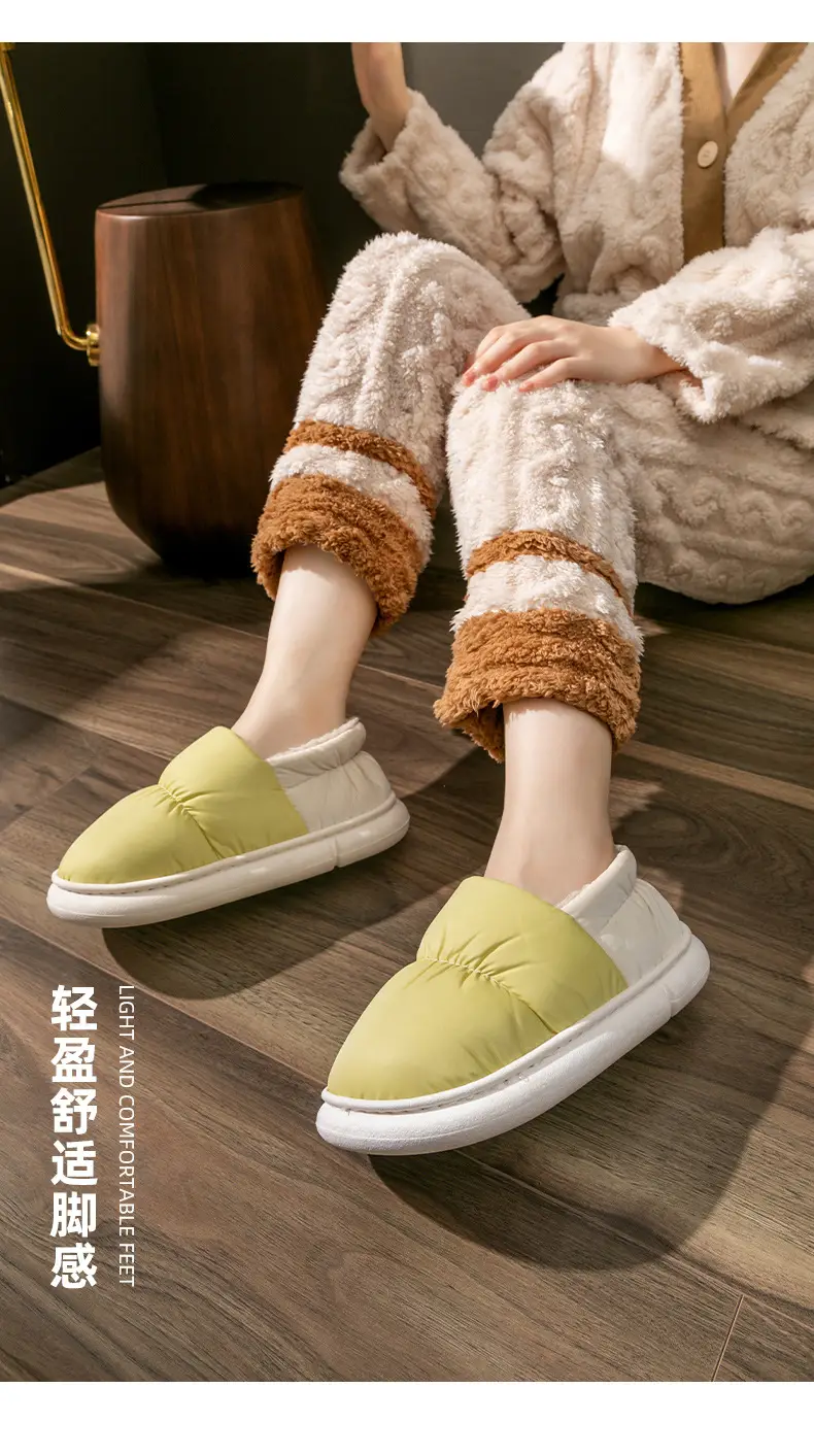 Men's Down Cotton Slippers Winter Indoor Heel Warm Thick Sole Home Waterproof Cotton Shoes for Women — feature 11