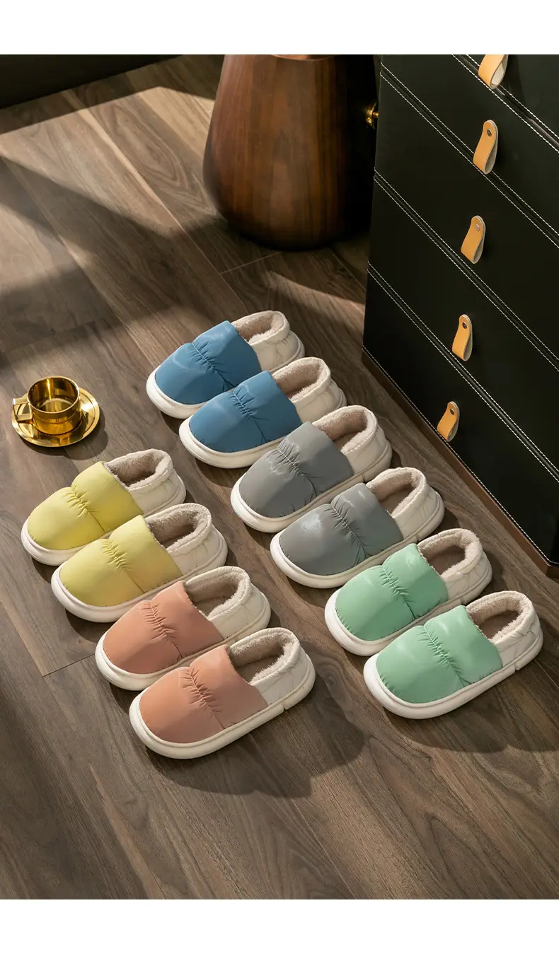 Men's Down Cotton Slippers Winter Indoor Heel Warm Thick Sole Home Waterproof Cotton Shoes for Women — feature 15