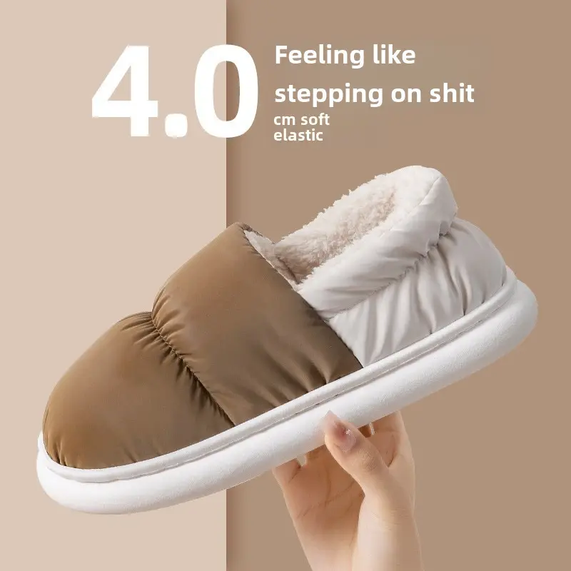 Men's Down Cotton Slippers Winter Indoor Heel Warm Thick Sole Home Waterproof Cotton Shoes for Women - Image 27