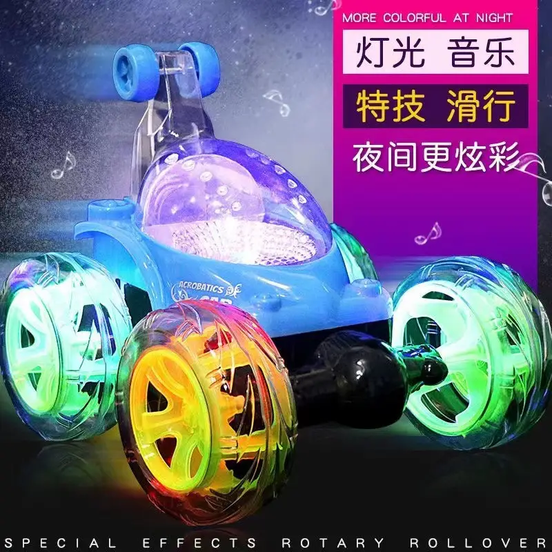 Remote Control Stunt Flip Car Children's Wholesale Toy Rechargeable Light Music Unlimited Model Car Roll-Over Off-Road Race