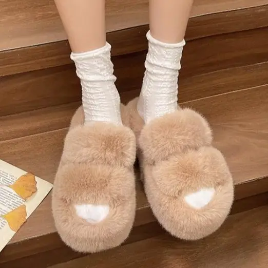 Women's thick-soled high-grade plush casual all-match cotton slippers
