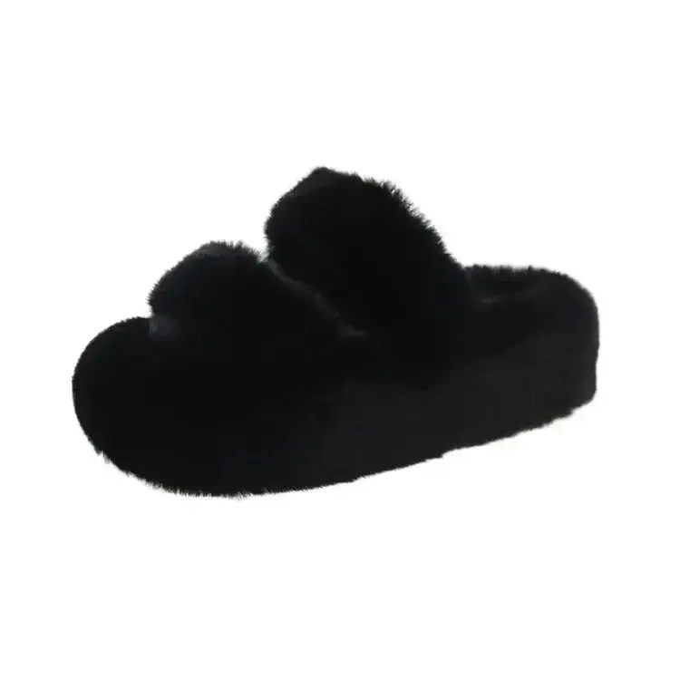 Women's thick-soled high-grade plush casual all-match cotton slippers