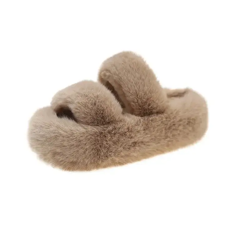 Women's thick-soled high-grade plush casual all-match cotton slippers