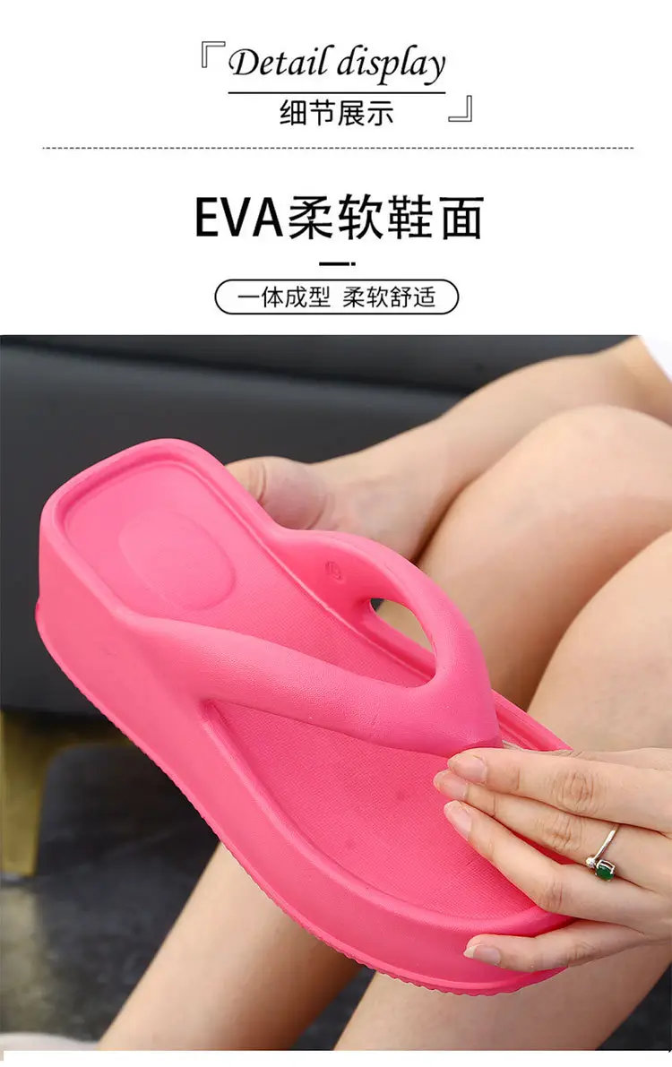 Women's Pink Wedge Flip Flops 2023 Summer — feature 4