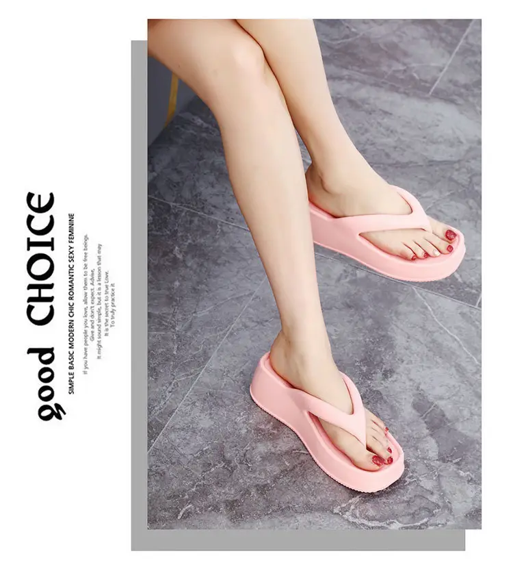 Women's Pink Wedge Flip Flops 2023 Summer — feature 9