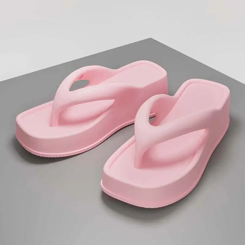 Women's Pink Wedge Flip Flops 2023 Summer