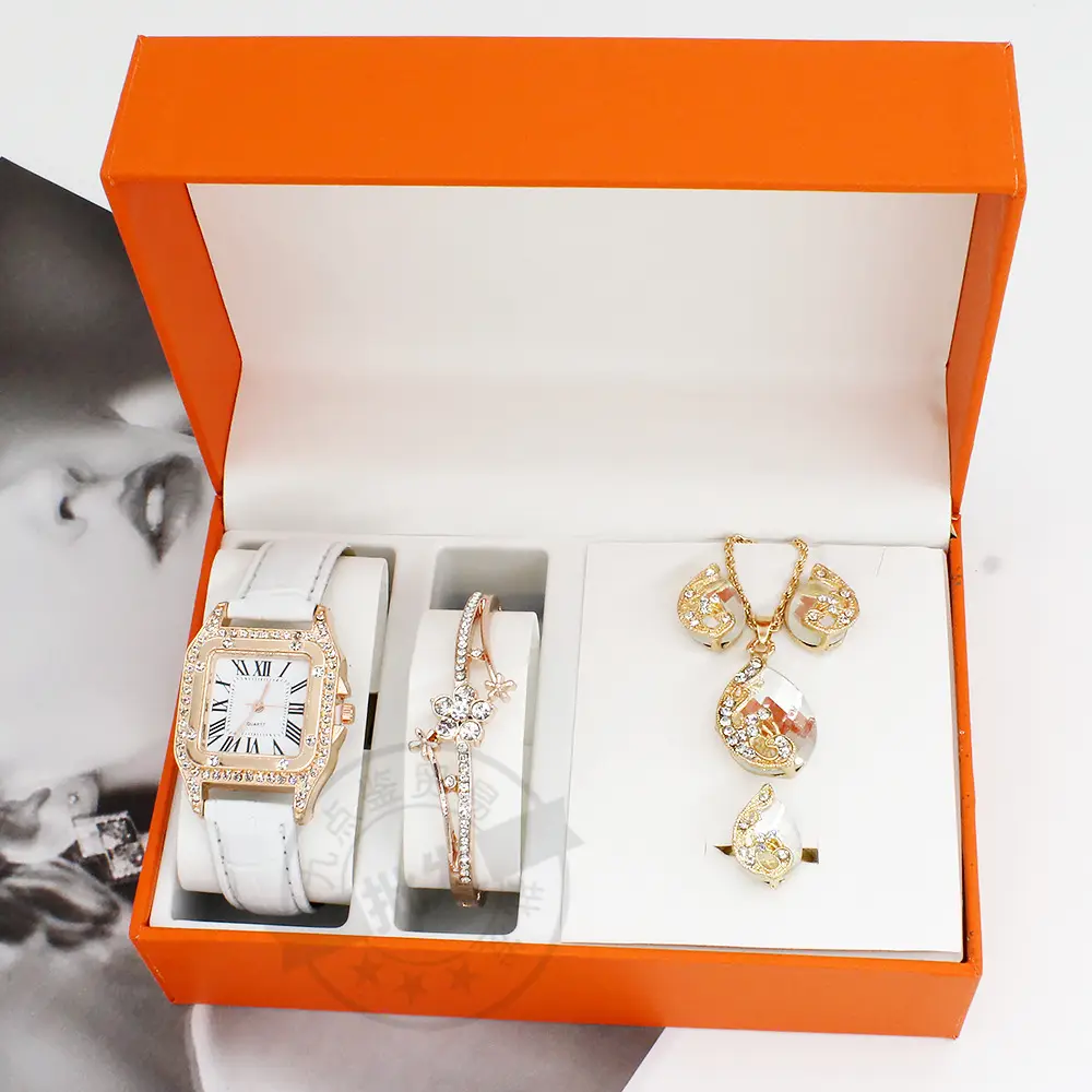 Women's Red Crystal Watch & Necklace Set — feature 5
