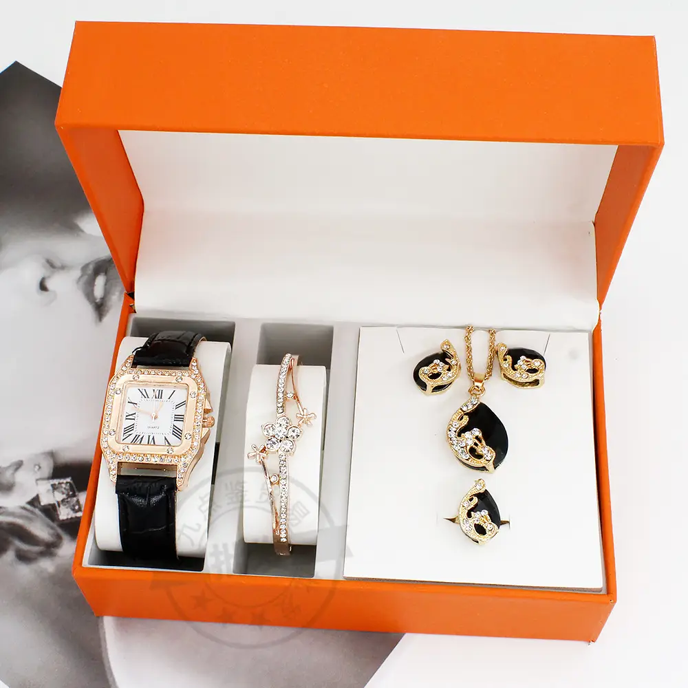 Women's Red Crystal Watch & Necklace Set — feature 6
