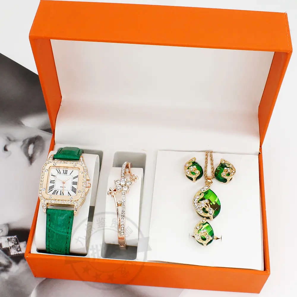 Women's Red Crystal Watch & Necklace Set — feature 7