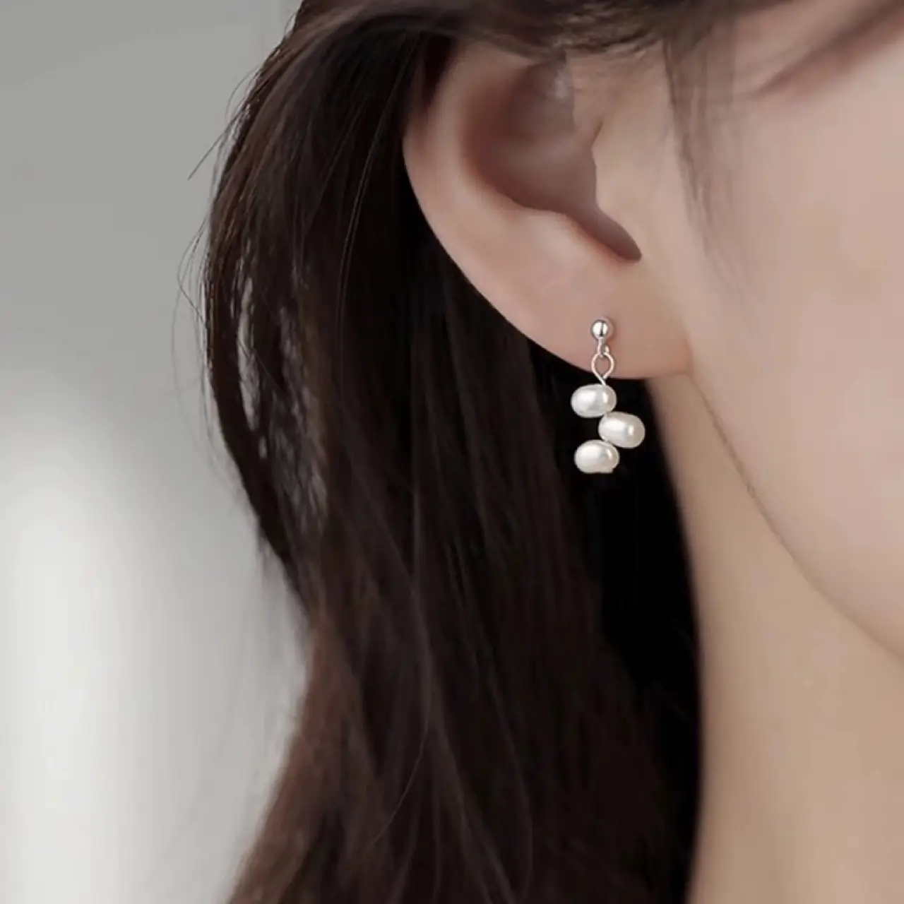 S925 Silver Pearl Drop Earrings for Women - Image 2
