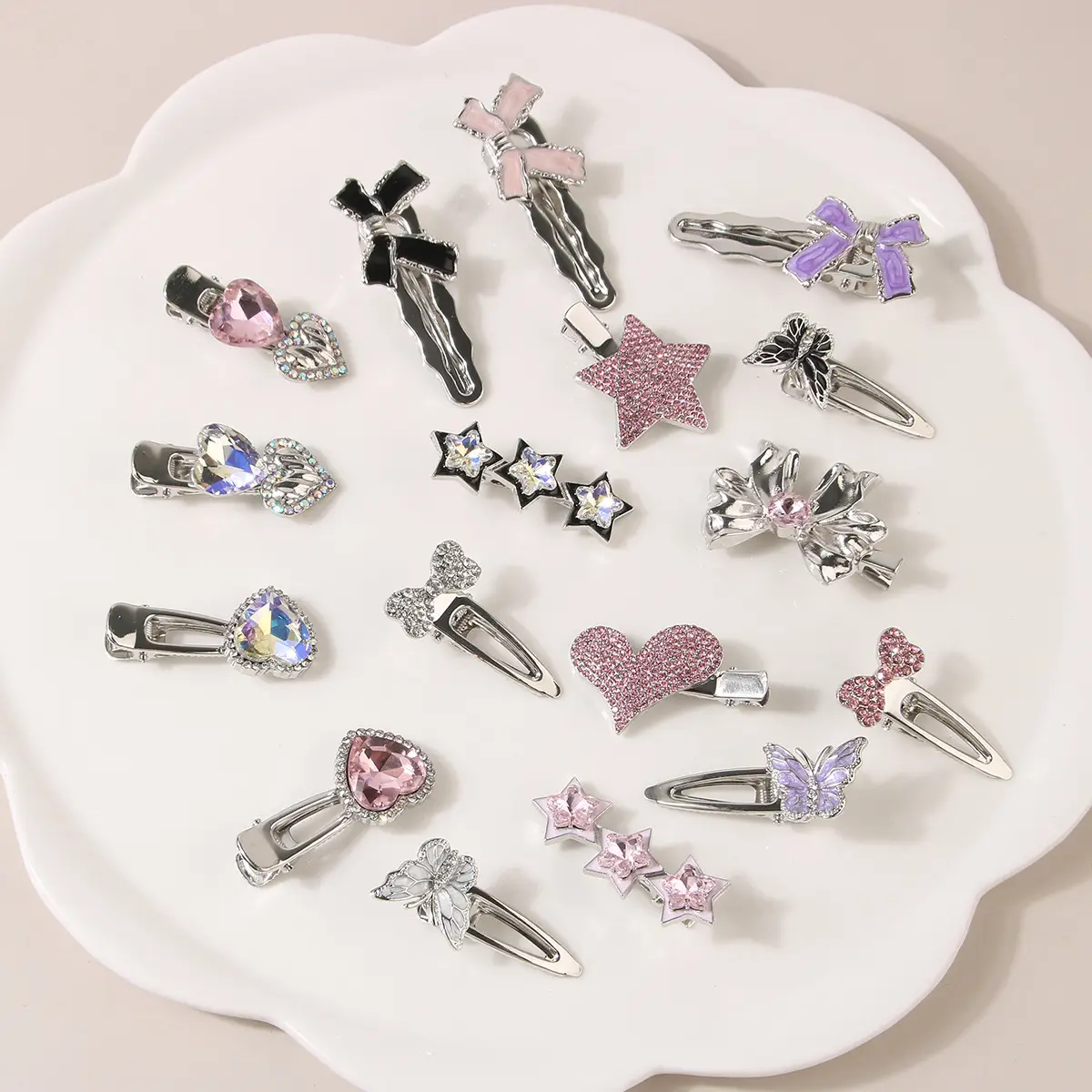 Pink Heart Star Metal Hairpin Sweet Cool Girly Style Y2K Bangs Side Clip New Hairpin Hair Accessories — feature 5
