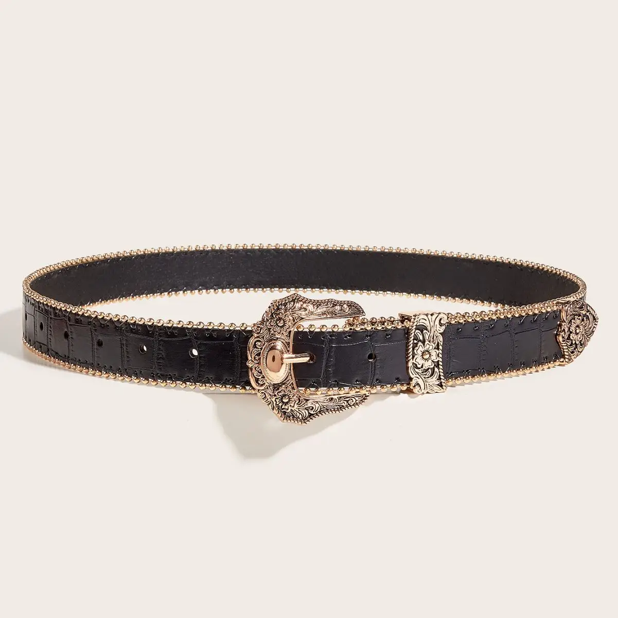 Black Rhinestone Belt for Women with Buckle - Image 3