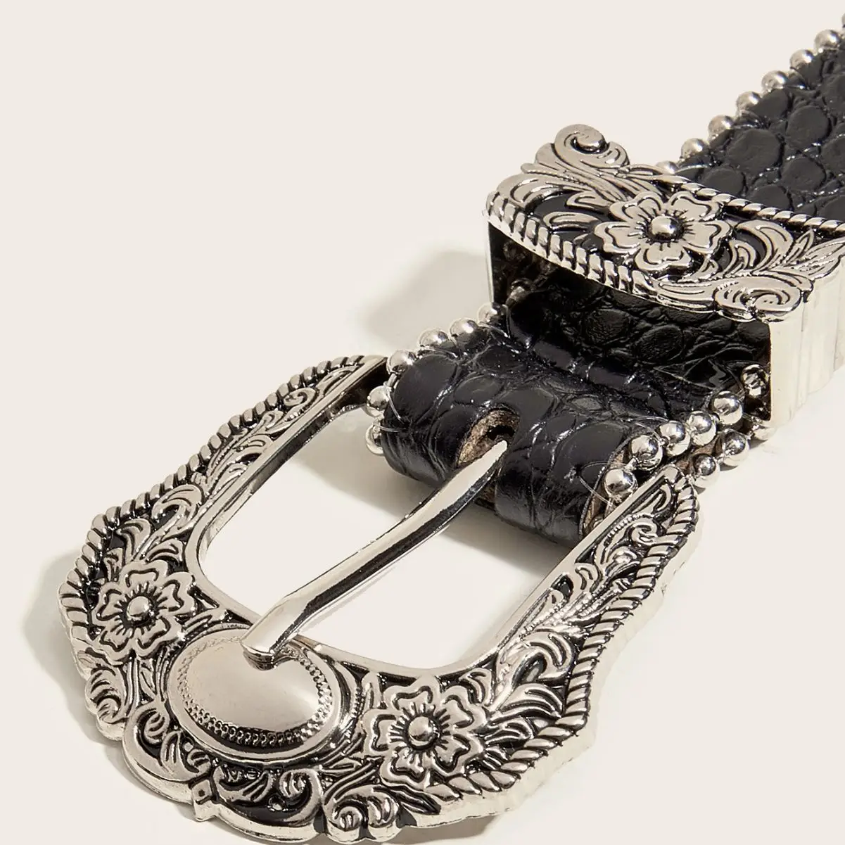 Black Rhinestone Belt for Women with Buckle - Image 5