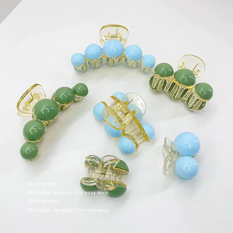 Korean Pearl Hair Clip Green 10cm 70cm