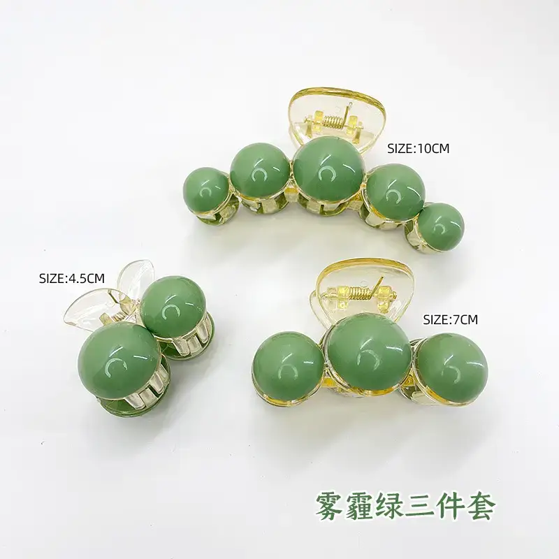 Korean Pearl Hair Clip Green 10cm 70cm