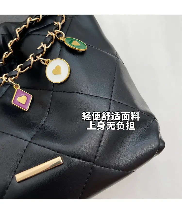 Rhombus Chain Shoulder Messenger Bag Black 2023 — feature 5