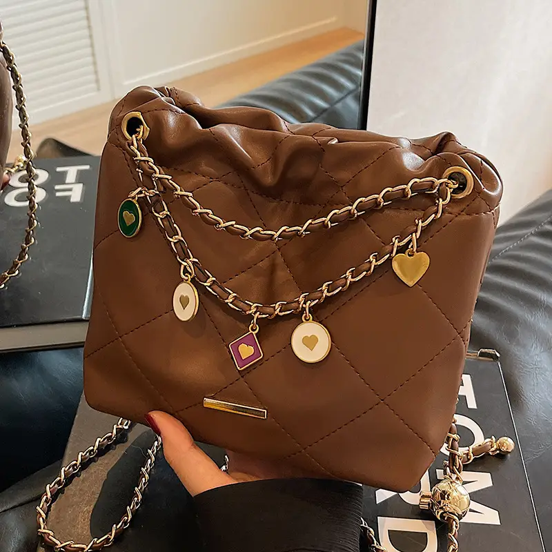 Rhombus Chain Shoulder Messenger Bag Black 2023 - Image 3