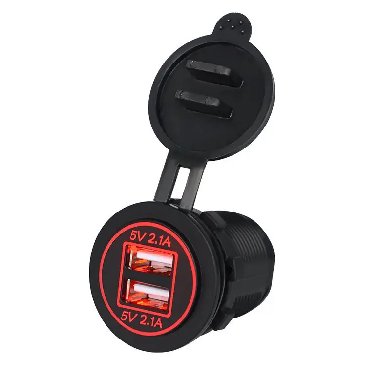 Dual 4.2A USB Charger for Car & Motorcycle Orange Blue Red Green - Image 2