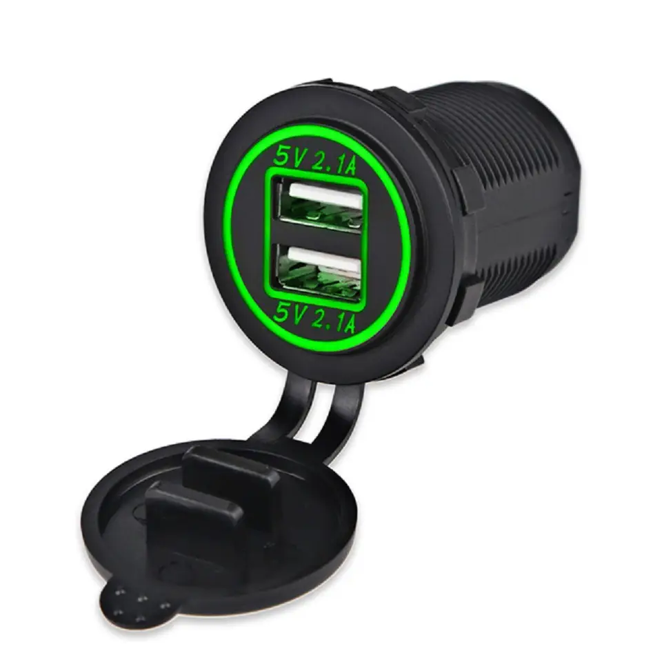 Dual 4.2A USB Charger for Car & Motorcycle Orange Blue Red Green - Image 3